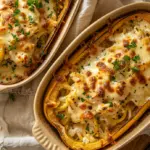 Chicken Alfredo Spaghetti Squash Boats