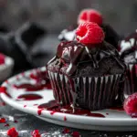 Vampire-Bite Chocolate Raspberry Cupcakes